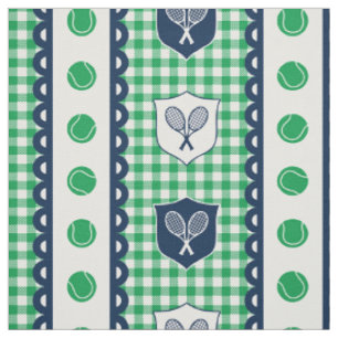 Tela Crest de tenis a cuadros Preppy - Verde y azul mar