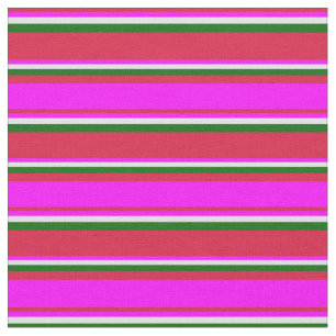 Tela Crimson, Fuchsia, Lavender y líneas verdes oscuras