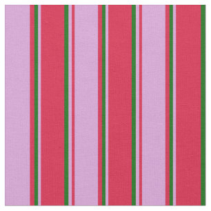 Tela Crimson, Plum y patrón rayado verde oscuro