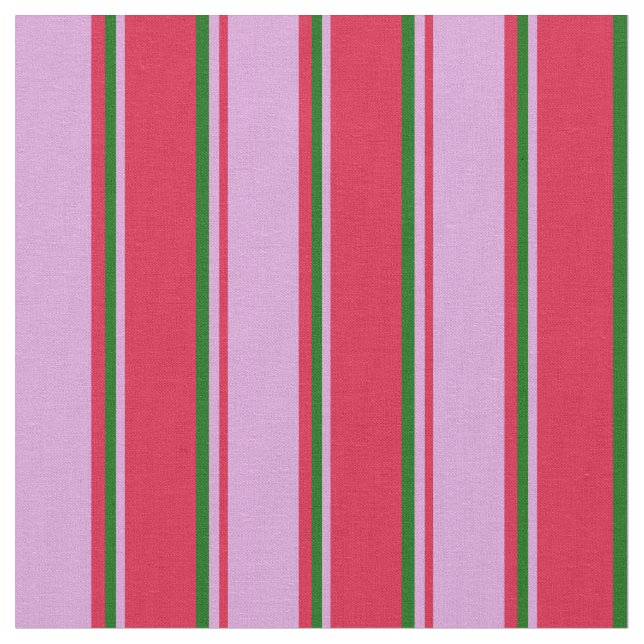 Tela Crimson, Plum y patrón rayado verde oscuro (De cerca)