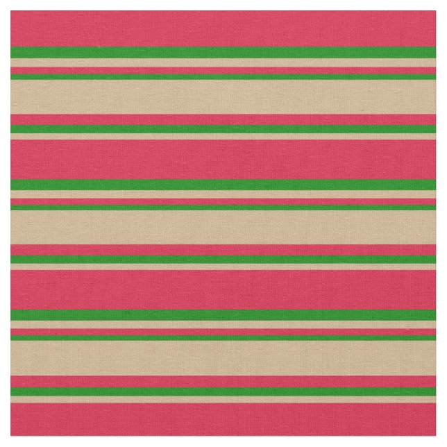 Tela Crimson, Tan y Patrón Verde (De cerca)