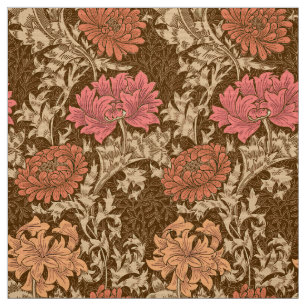 Tela Crisantemos, Brown y moho de William Morris