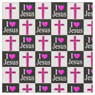 TELA CRISTIANO NEGRO Y ROSA AMO EL TEJIDO JESÚS