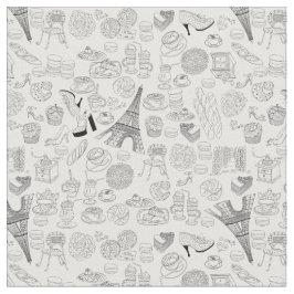 Tela croissants paris francia doodle de moda francés