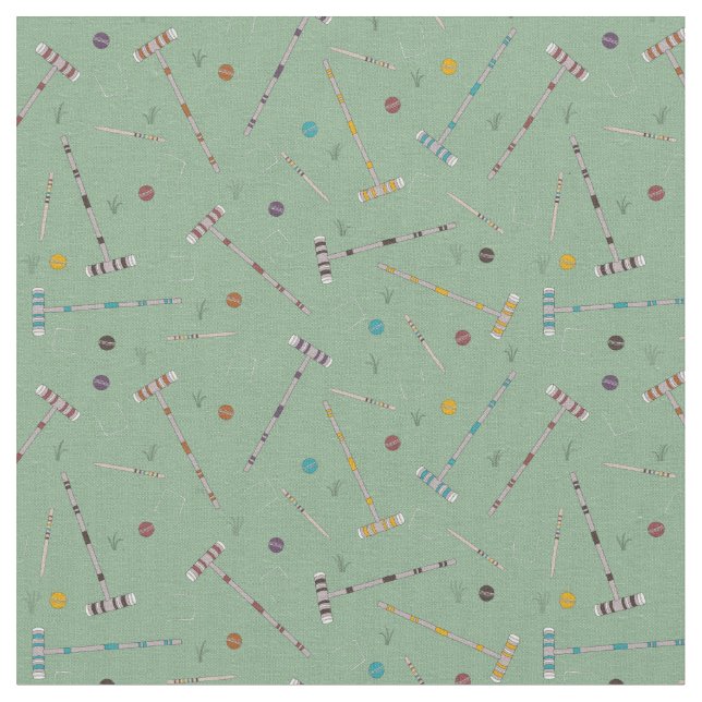 Tela Croquet Set Lawn Games Jade Green Patterin (De cerca)