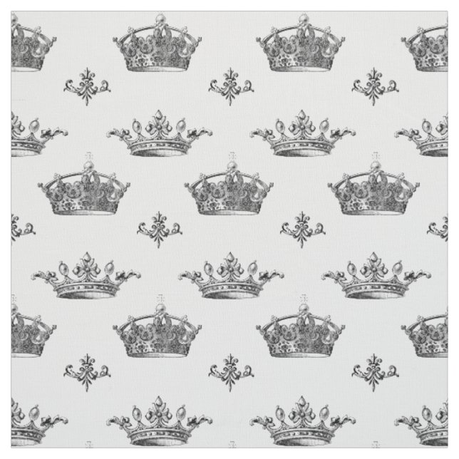 Tela Crowns y Fleur-de-Lis grabados de época (Retal)