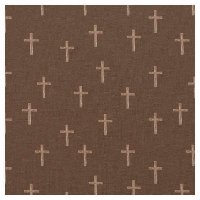 Tela Cruces de Madera sobre Marrón Oscuro (De cerca)