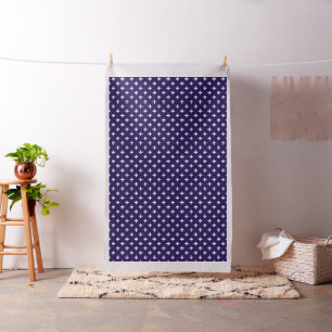 Tela Cruces de polka blanco sobre azul marino