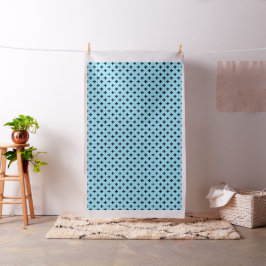 Tela Cruces de polka negra en azul bebé