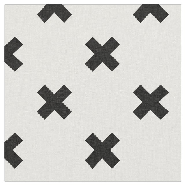 Tela Cruces de polka negra sobre blanco (De cerca)