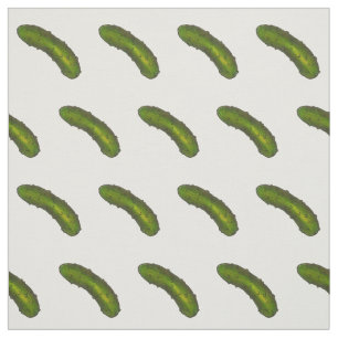 Tela Crunchy Green Dill Pickles on White Fabric