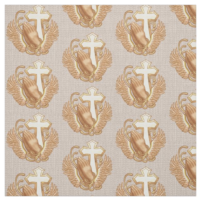 Tela Cruz cristiana de manos de oración (Retal)