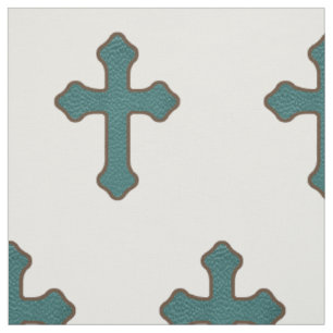 Tela Cruz Occidental Verde azulada Faux Leather Fabric