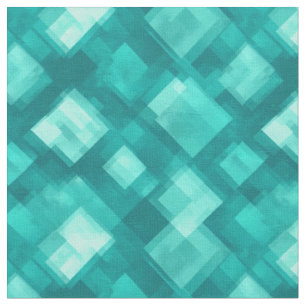 Tela Cuadrados abstractos verde azulados y turquesa