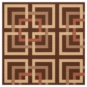 Tela Cuadrados geométricos, marrón modernos y moreno