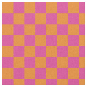Tela Cuadrados geométricos modernos Naranja rosa revisa
