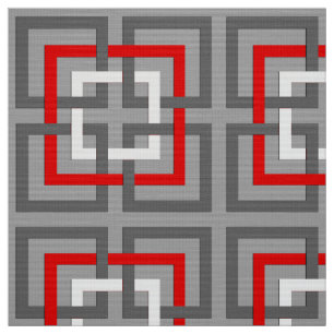 Tela Cuadrados, gris, rojo y blanco geométricos