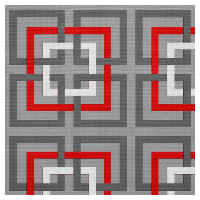 Tela Cuadrados, gris, rojo y blanco geométricos (Retal)