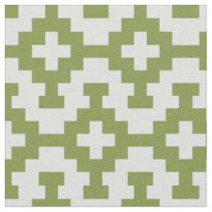 Tela Cuadrados variables verdes sobre blanco gris claro