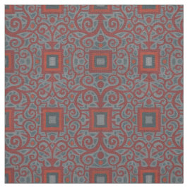 Tela Cuadrados y encajes, patrón arabesco, terracota gr