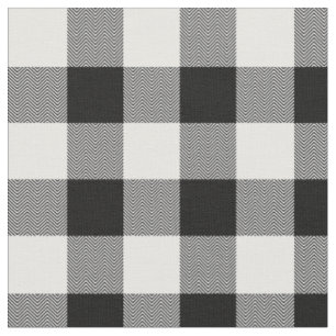 Tela Cuadro de Búfalo Chevron Blanco y Negro