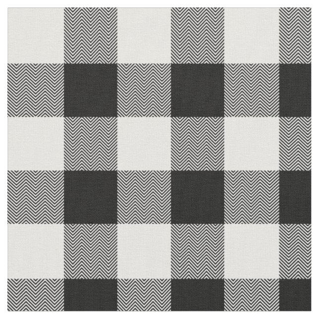 Tela Cuadro de Búfalo Chevron Blanco y Negro (De cerca)