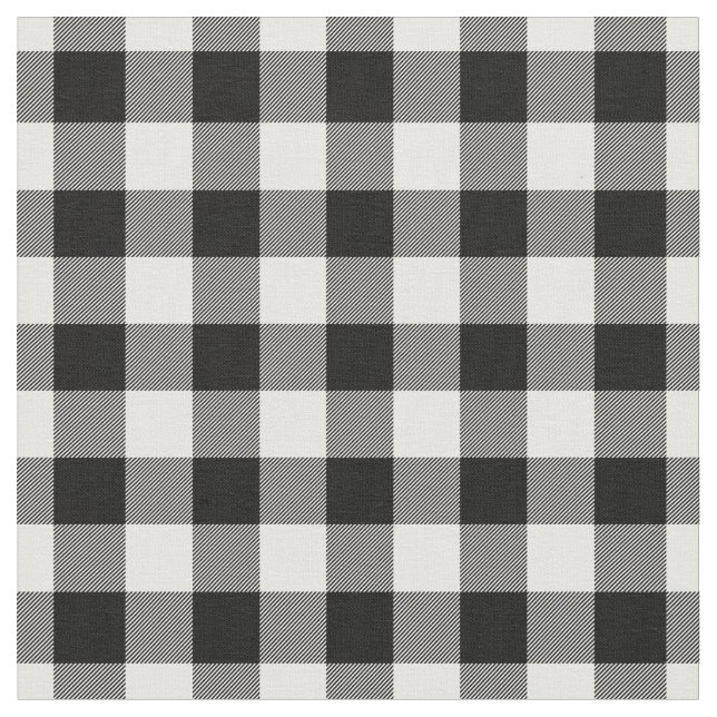 Tela Cuadro de gingham blanco y negro (De cerca)