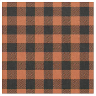 Tela Cuadro de gingham naranja y negro