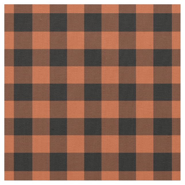 Tela Cuadro de gingham naranja y negro (De cerca)