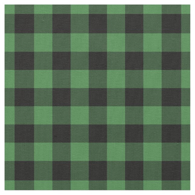 Tela Cuadro de Gingham Verde y Negro (De cerca)