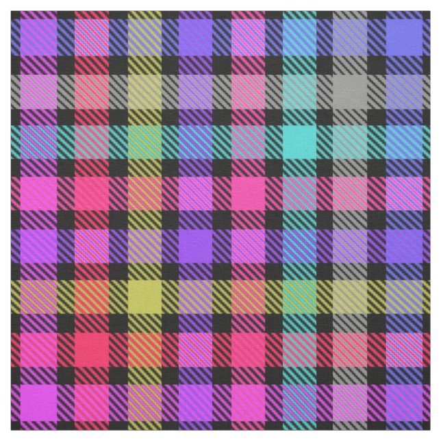 Tela Cuadro de Madras Brillante Arcoíris (Retal)