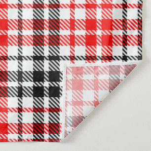 Tela Cuadro Escocés de Tartán en Rojo y Negro sobre Bla