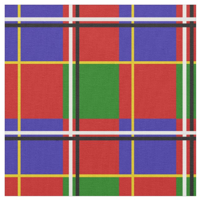 Tela Cuadro Escocés Rojo Azul Verde   (De cerca)