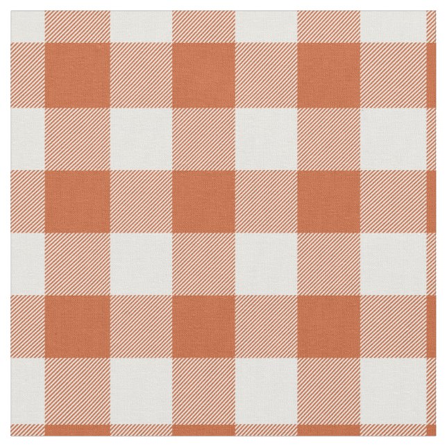 Tela Cuadro gingham naranja y blanco (De cerca)