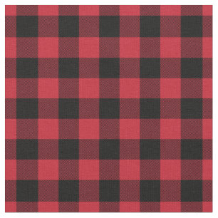 Tela Cuadro gingham rojo y negro