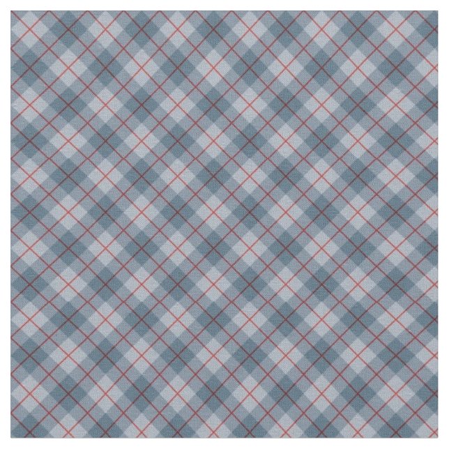 Tela - Cuadros Azul, Gris y Rojo (De cerca)