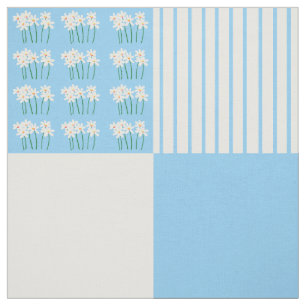 Tela Cuadros de edredón azul y blanco