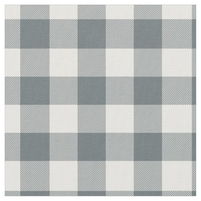 Tela Cuadros Escoceses Gris Azul y Blanco Gingham (De cerca)