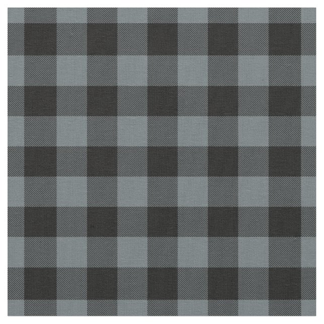 Tela Cuadros Escoceses Gris Azul y Negro Gingham (De cerca)