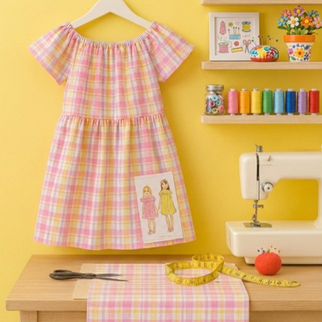 Tela Cuadros rosados alegres de primavera para costura  (Sew pretty spring plaid dresses and home accents with  pink  plaid fabric. )
