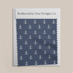 Tela Cualquier color   Impresión de ancla náutica y bla