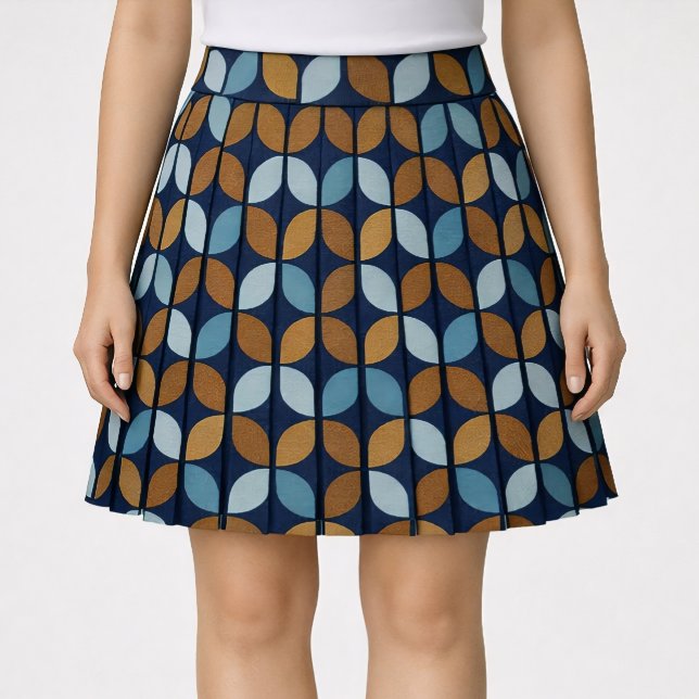 Tela Cuartos Retro en Azul y Marrón (Sewing project of a skirt)