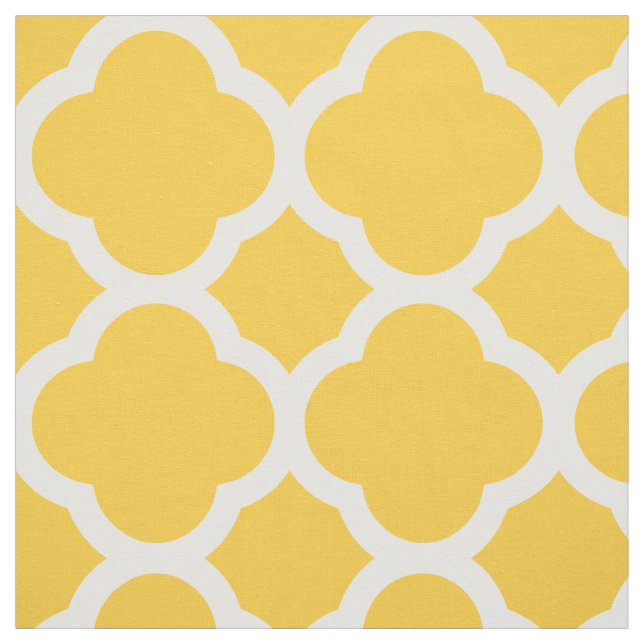 Tela Cuatrefoil amarillo moderno de gran escala (Retal)