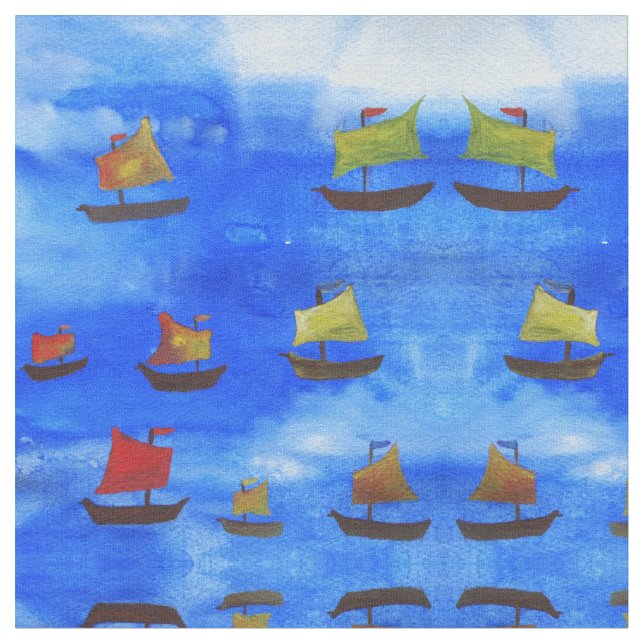 Tela Cubierta acuática Blue Sea Combed Cotton Fabric (De cerca)
