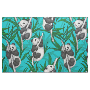 Tela Cubos panda sobre turquesa