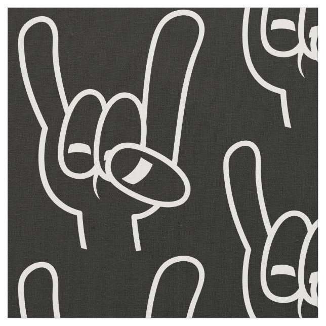 Tela Cuernos de Diablo de Heavy Metal Línea Blanca (De cerca)