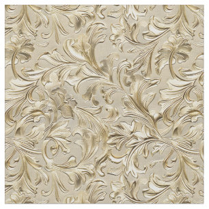 Tela Cuero adornado de oro beige festivo