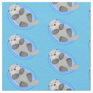 Tela Cuidada y feliz nutria azul personalizado ilustrac