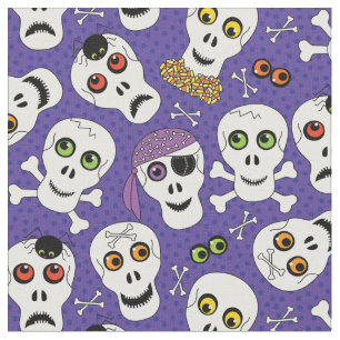 Tela Cuidados cráneos de Halloween en morado