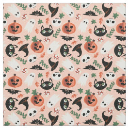 Tela Cuidados gatos y calabazas Rubor Patrón Halloween 